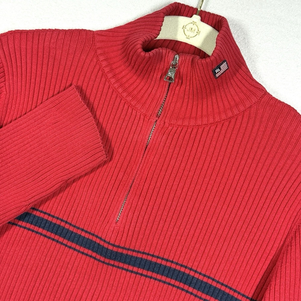 Vintage Polo Jeans Co Ralph Lauren Sweater Womens Large RL Flag Ribbed Mock Neck